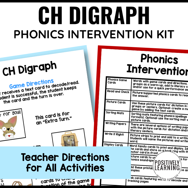 CH Digraph Phonics Activities - Positively Learning