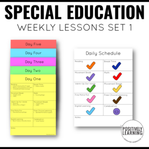 Special Education Weekly Lesson Plans