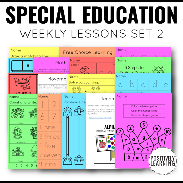 Special Education Weekly Lesson Plans Set 2