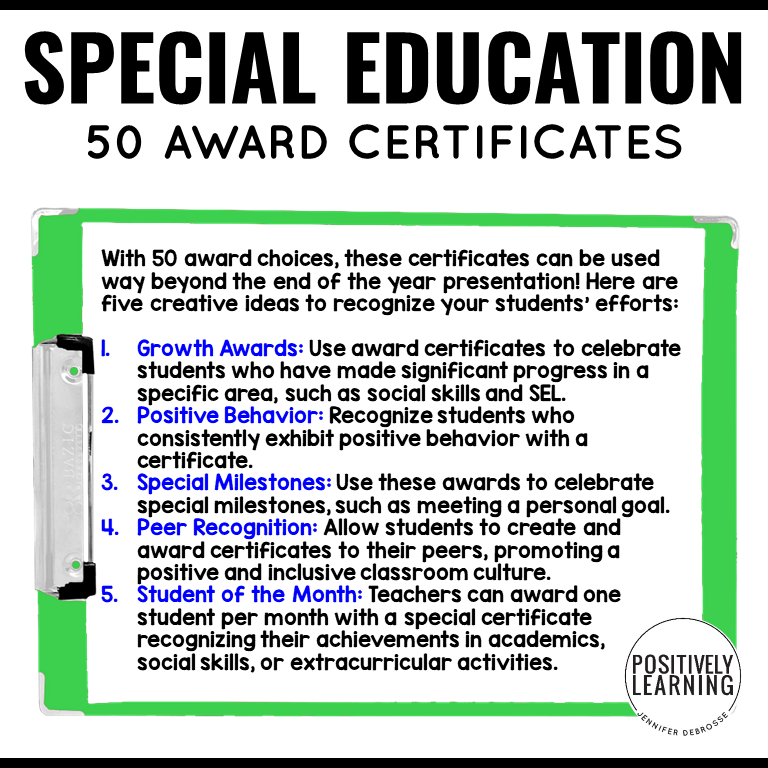 Special Education Student Awards - 50 Editable Certificates - Image 4