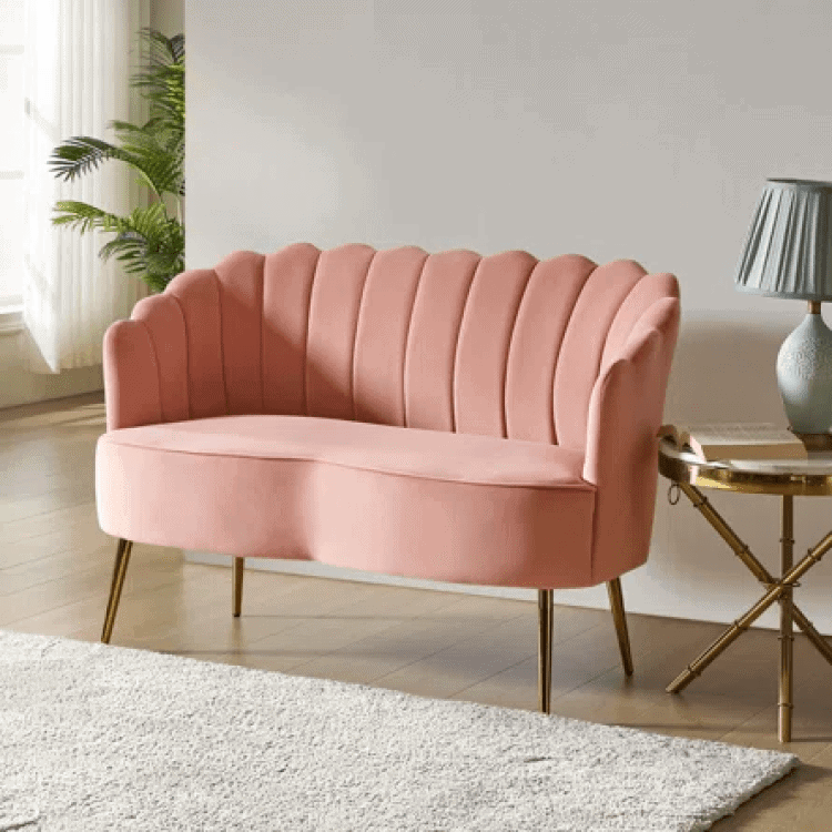 Pink Velvet Love Seat