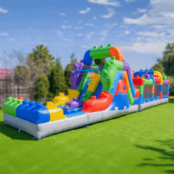 42' Blocks Obstacle Course w/ Water Slide/Pool