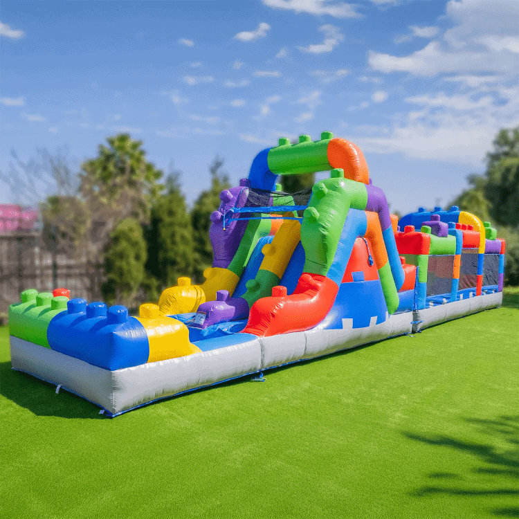 42' Blocks Obstacle Course w/ Water Slide/Pool