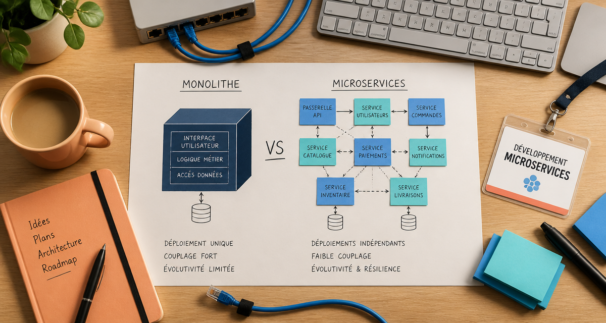 agence développement micro services schéma microservices vs monolithique