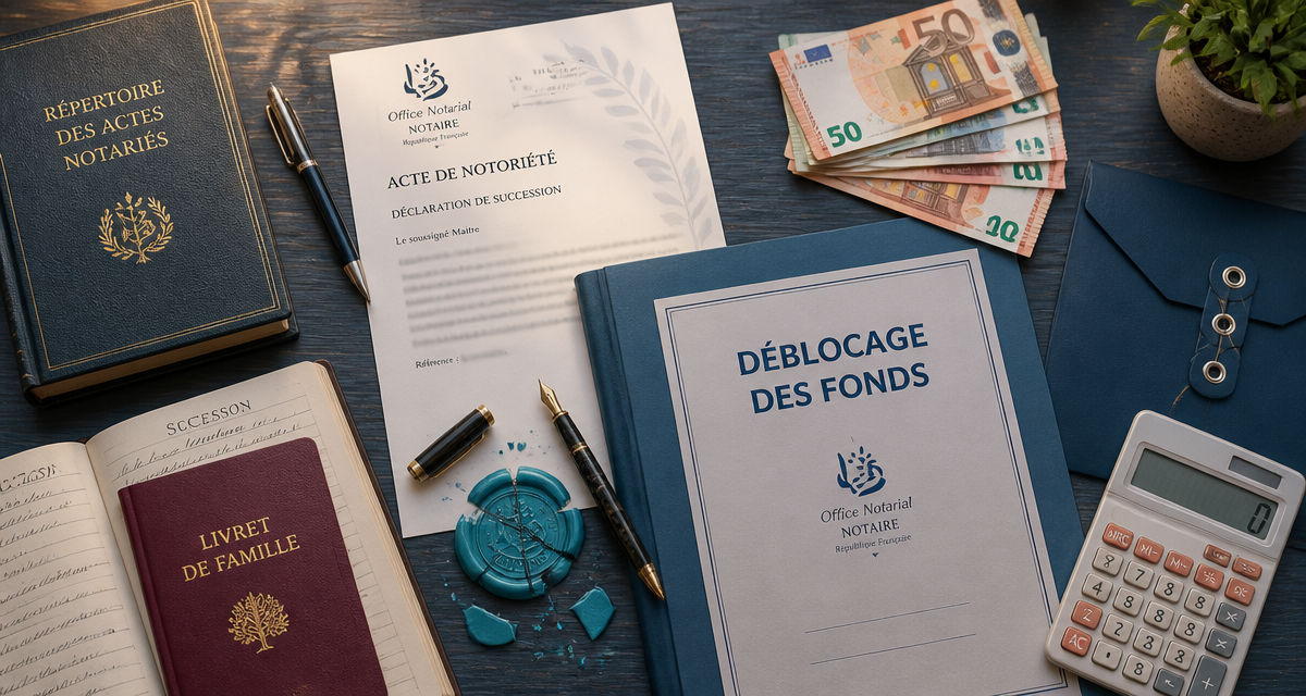 Déblocage des fonds succession notaire bureau