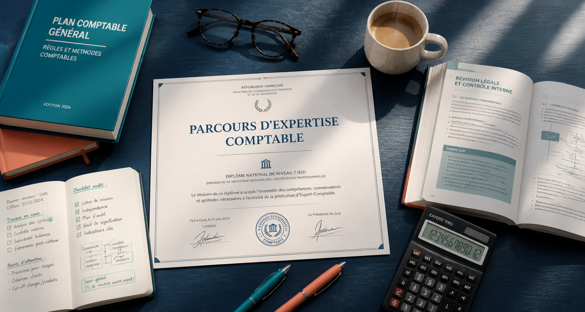 Études pour expert comptable, bureau et diplôme