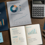 bureau avec documents valeur mobiliere de placement