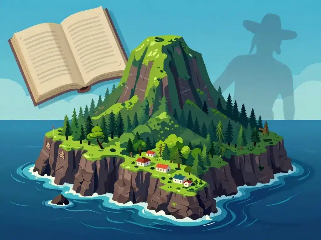 editorial ile robinson crusoé paysage village