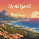 vue mont gozzi falaise mer coucher de soleil