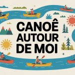 ou faire du canoë autour de moi illustration rivière carte estivale