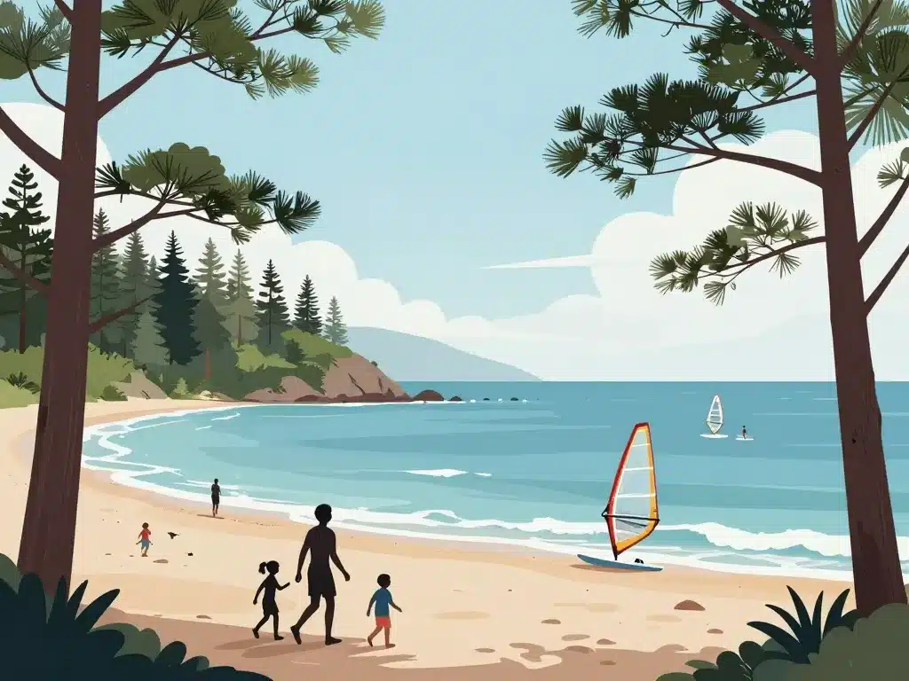 plage des arbousiers vue ambiance familiale sportive