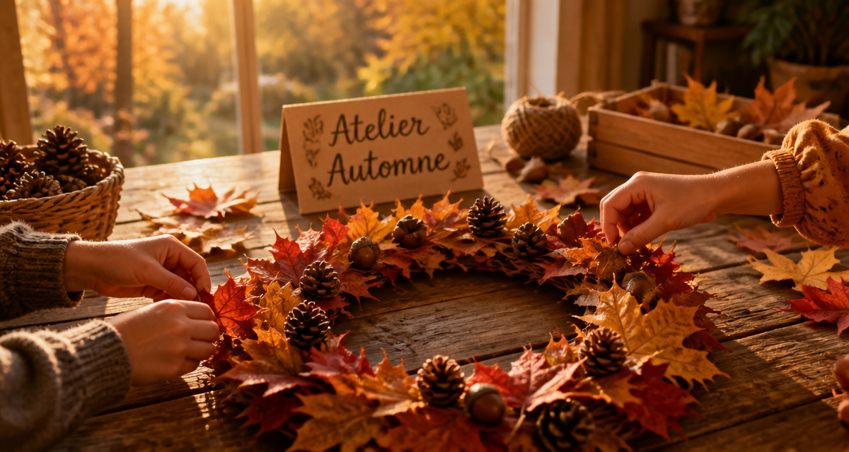 activité manuelle automne couronne feuilles enfants