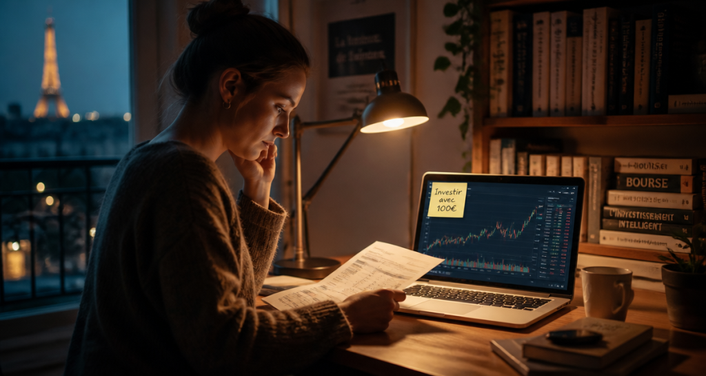 Femme investissant en bourse petit budget