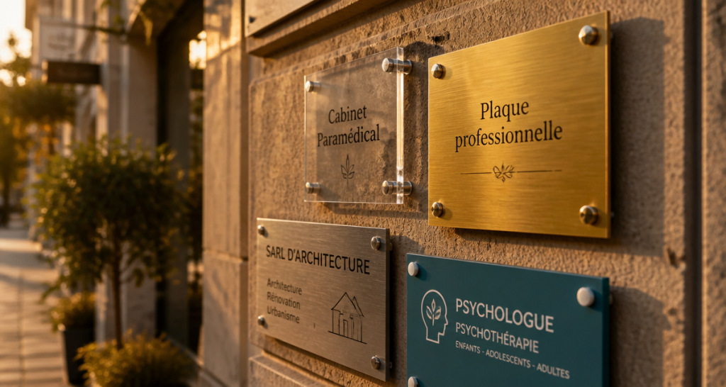 Plaque profession libérale matériaux façade