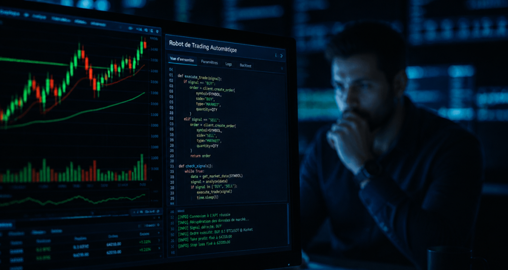 robot trading automatique écran et trader