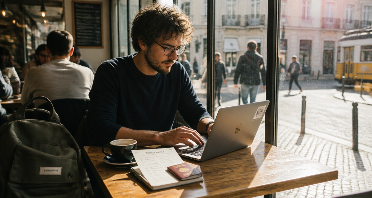 travail nomade jeune professionnel café Lisbonne