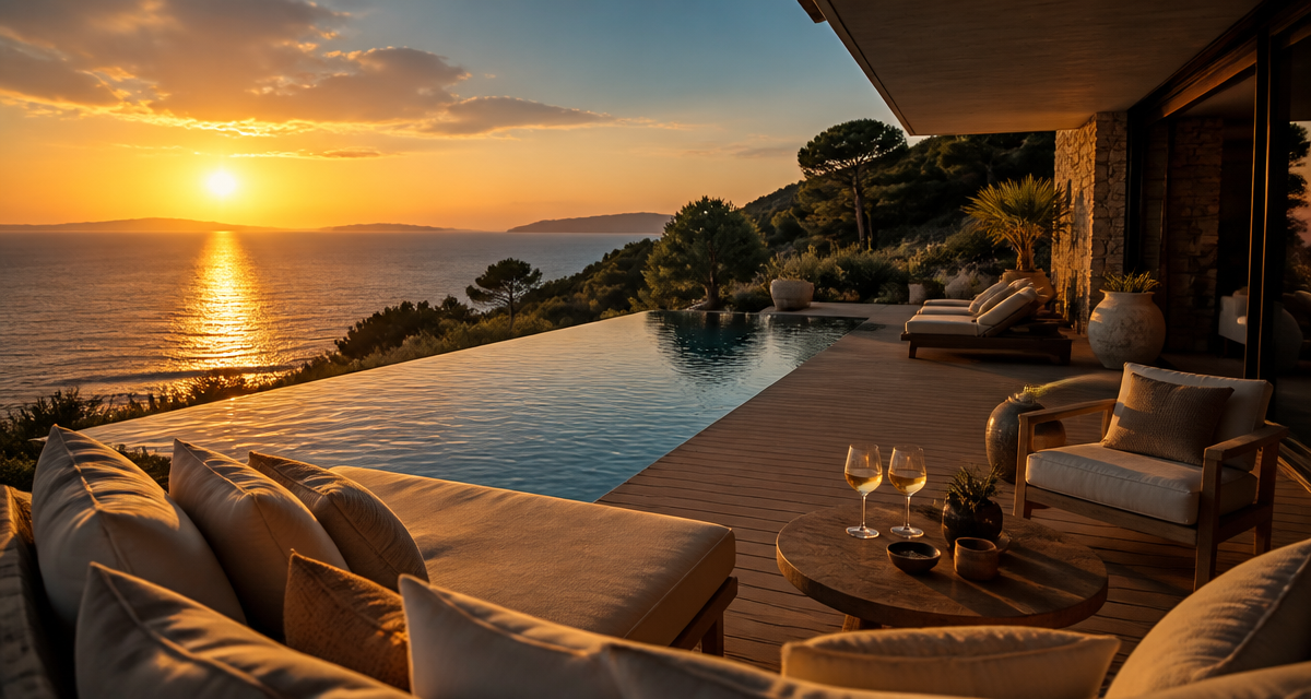 villas à louer en corse terrasse piscine vue mer