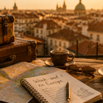 Weekend en Europe valises café carnet terrasse
