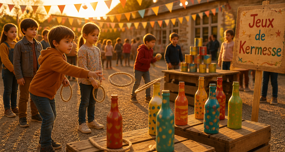 60 idées de jeux pour kermesse avec enfants jouant à la kermesse