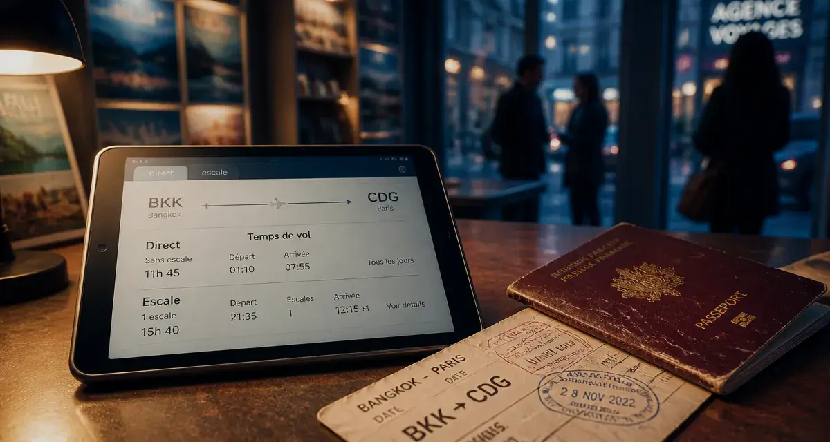 Bangkok Paris heure de vol : direct ou escale, comparer les temps de vol