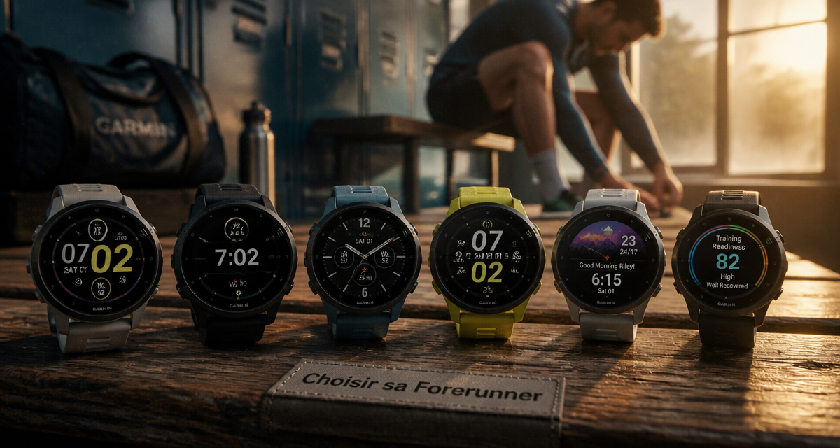 comparatif garmin forerunner montres alignées