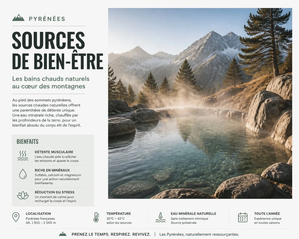 Source chaude gratuite dans les Pyrénées en pleine nature