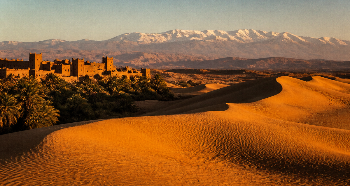 maroc paysage dune palmeraie kasbah atlas