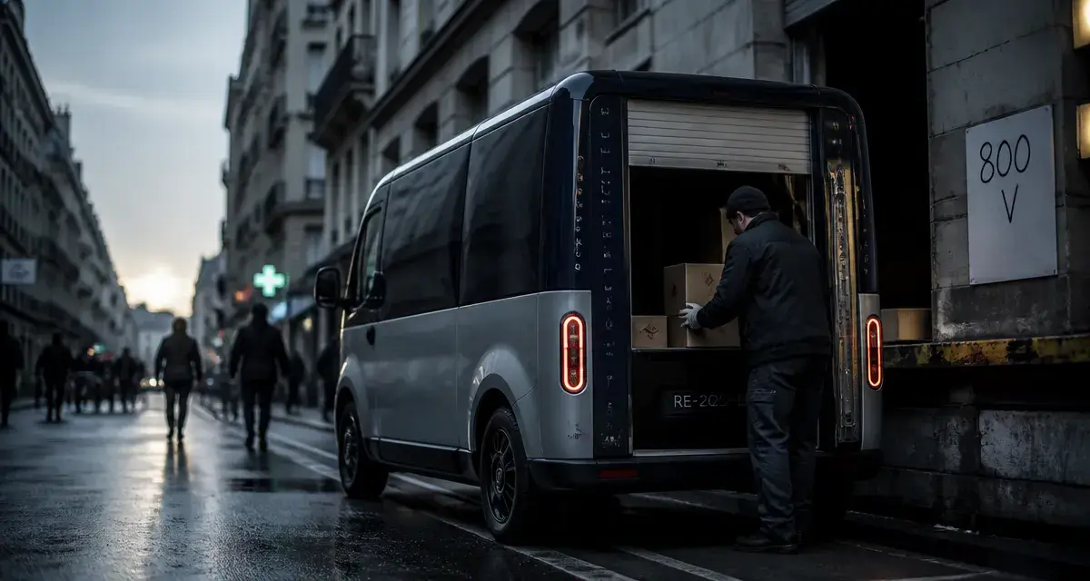 Estafette electrique Renault 800V : fourgon de livraison urbaine en ville