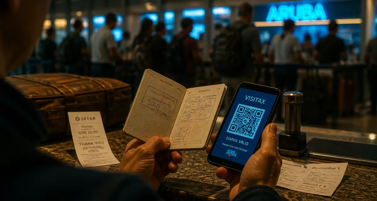 Taxe mexique Visitax : QR code sur smartphone au comptoir d’aéroport
