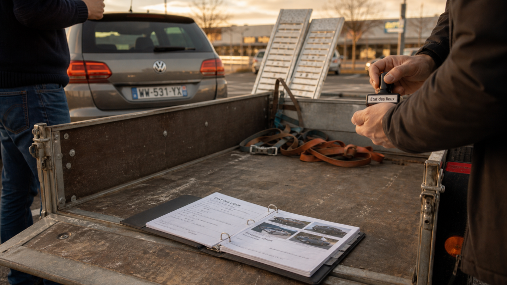 Location remorque particulier : permis B96, caution et état des lieux