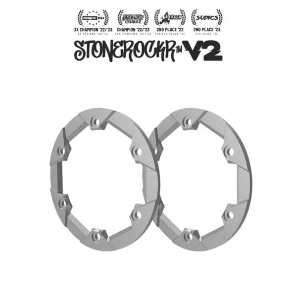 Silver Stonerockr™ V2 F6 Pro 1.9" LCG Offset Wheel Front Ring (2pcs)