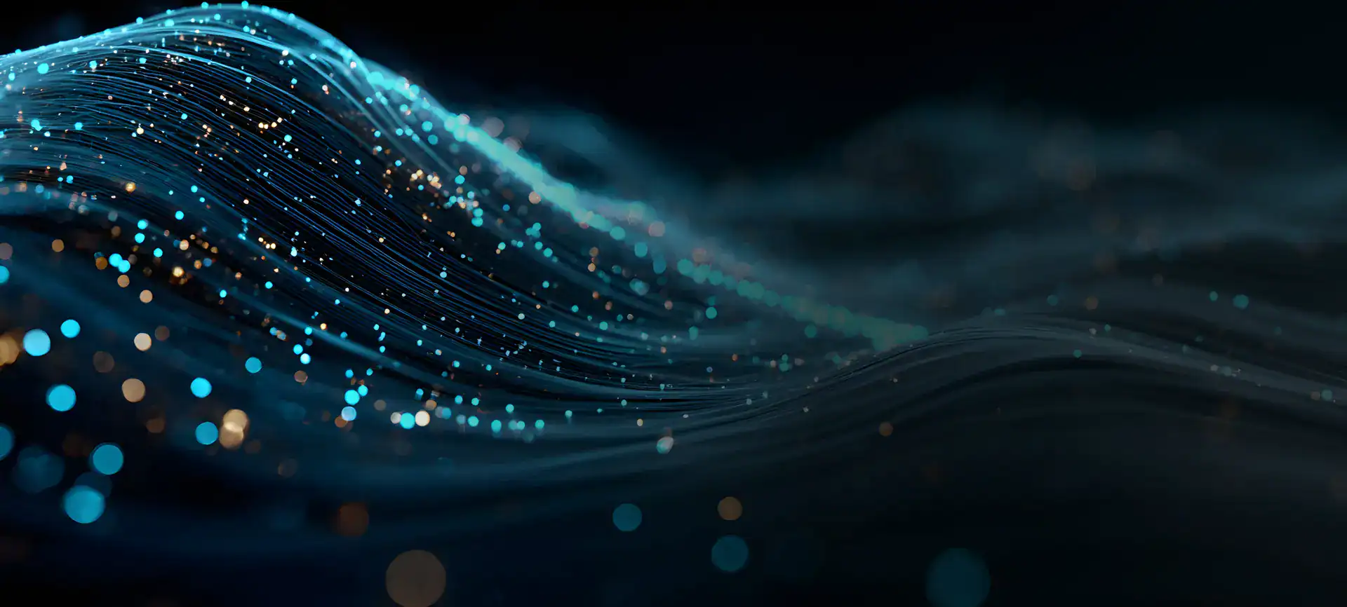 Abstract digital data waves representing health technology and innovation.