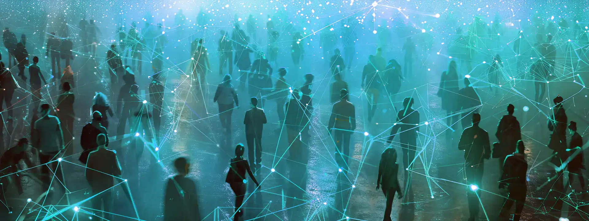 People connecting in a digital network representing healthcare technology.