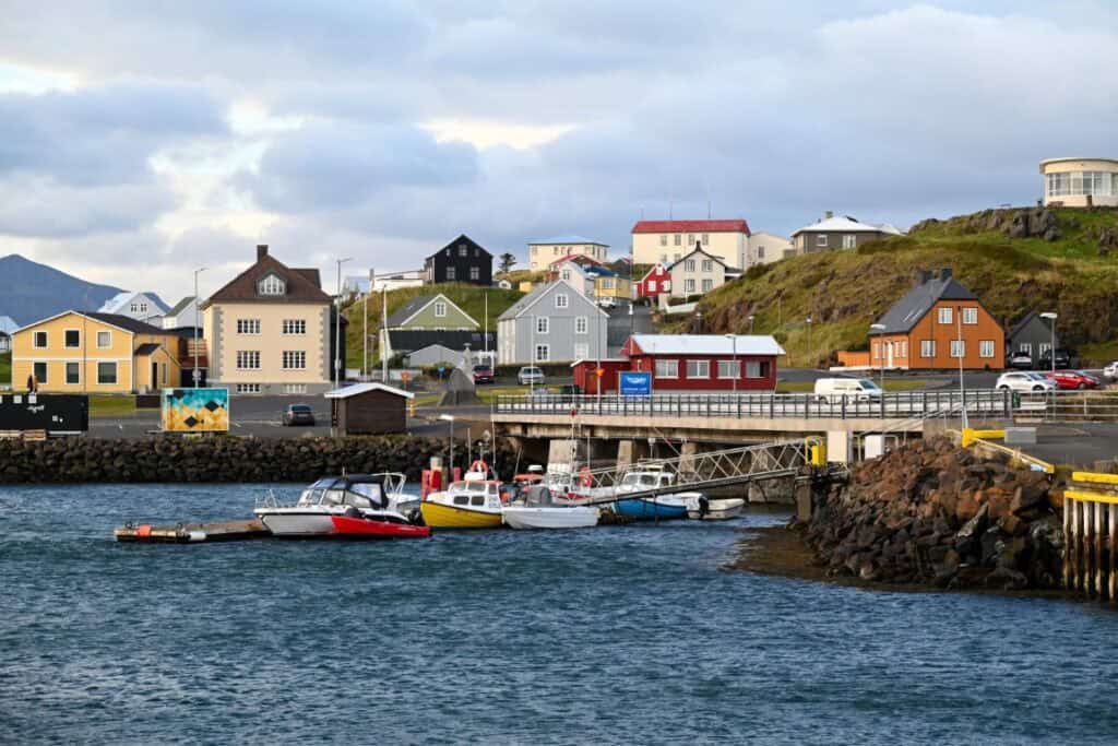 Colorful coastal village on the Snæfellsnes Peninsula, Iceland.