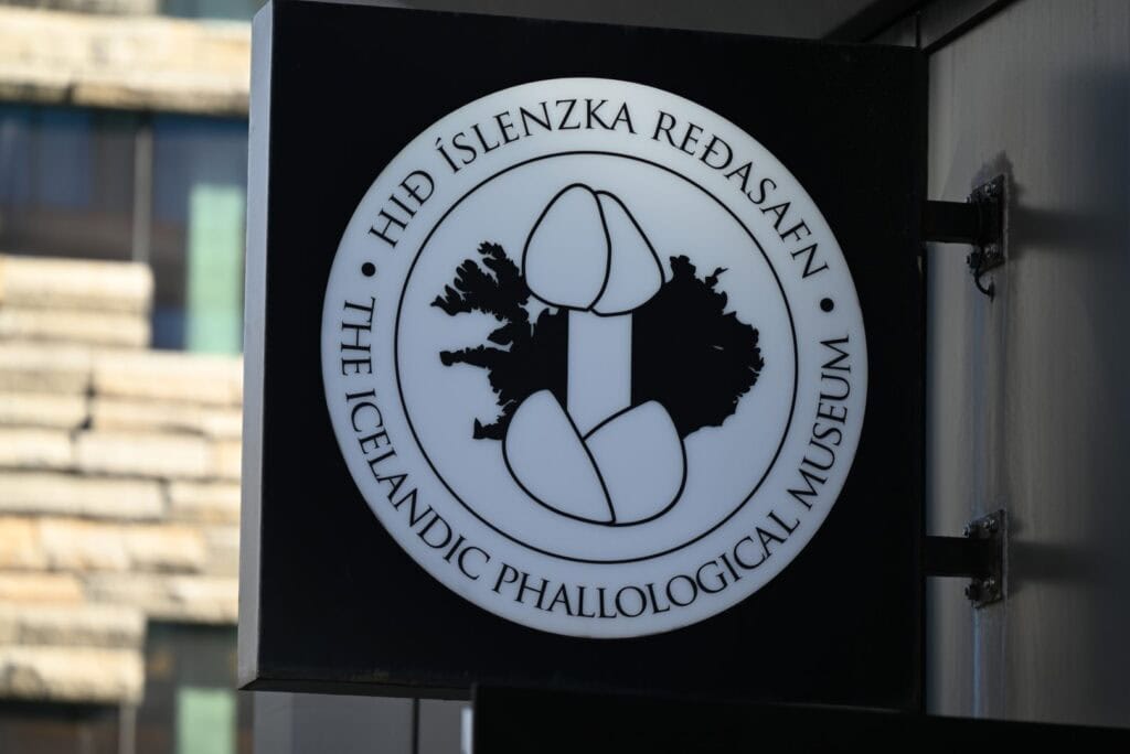 HID Islenzka Redasafn sign in Reykjavík, Iceland.