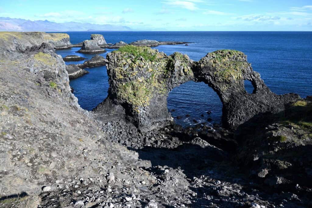 Unique natural rock arches along the coast of Snæfellsnes Peninsula, Iceland.