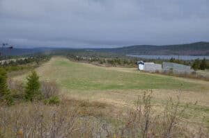 Harbour Grace Airfield, historic site of North America's first civilian airport, surrounded by sceni.