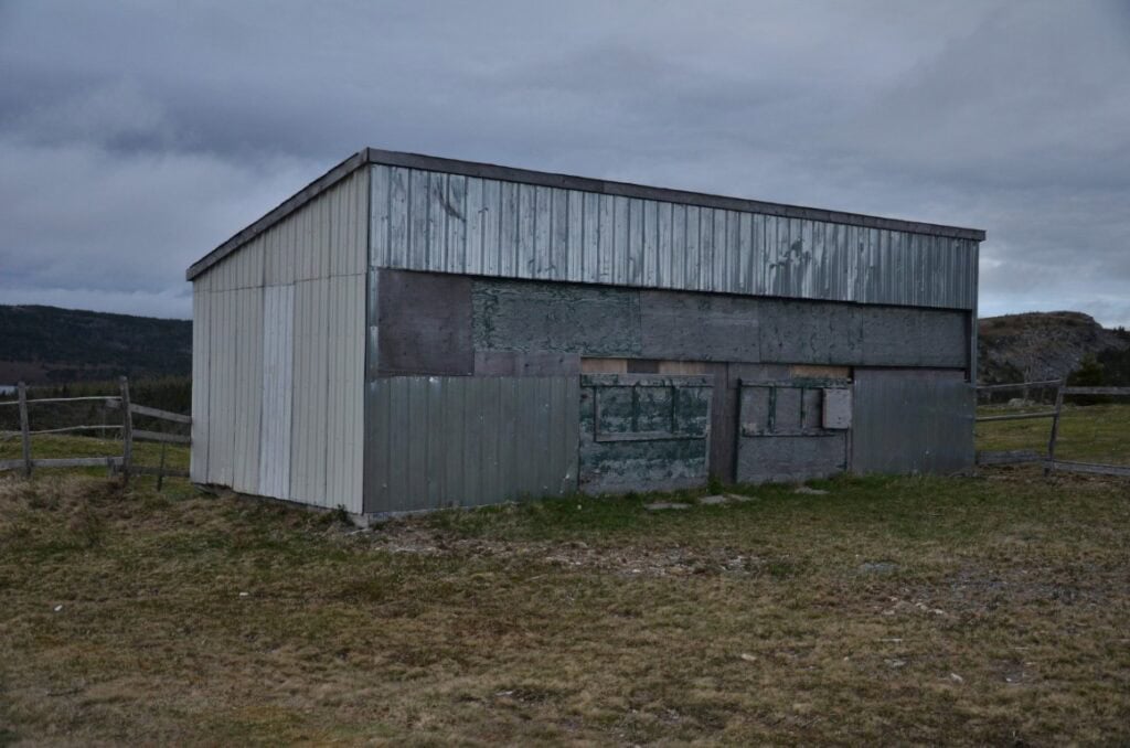 Harbour Grace Airfield abandoned hangar in Newfoundland, Canada.