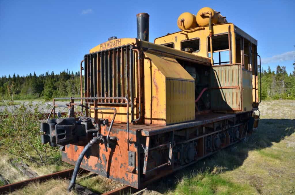 Old train engine at Trinity Train Loop in British Columbia.