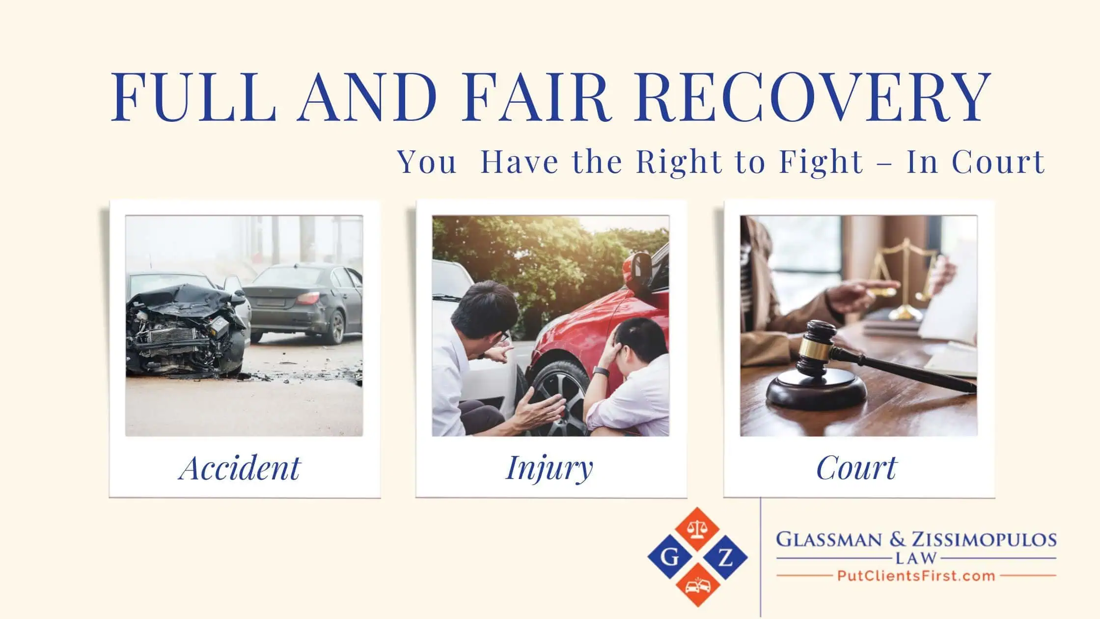 Car accident injury legal support provided by Glassman & Zissimopulos Law Firm. Expert in personal injury cases and helping clients through court processes. Contact us today.