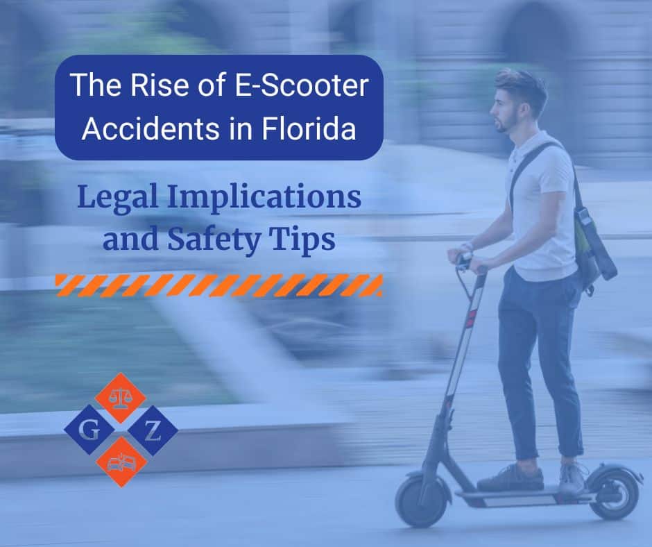 E-scooter accident legal advice Florida, law firm Glassman & Zissimopulos specializing in personal injury claims and safety tips for scooter riders.