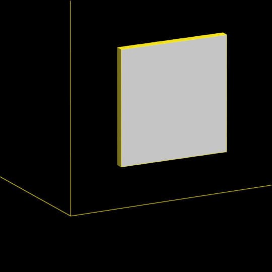 Immagine di un cubo 3D con design moderno e linee minimaliste, rappresenta innovazione e tecnologia digitale.