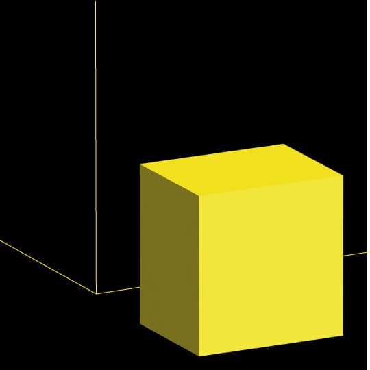 Immagine di un cubo giallo su sfondo nero per PXXL.