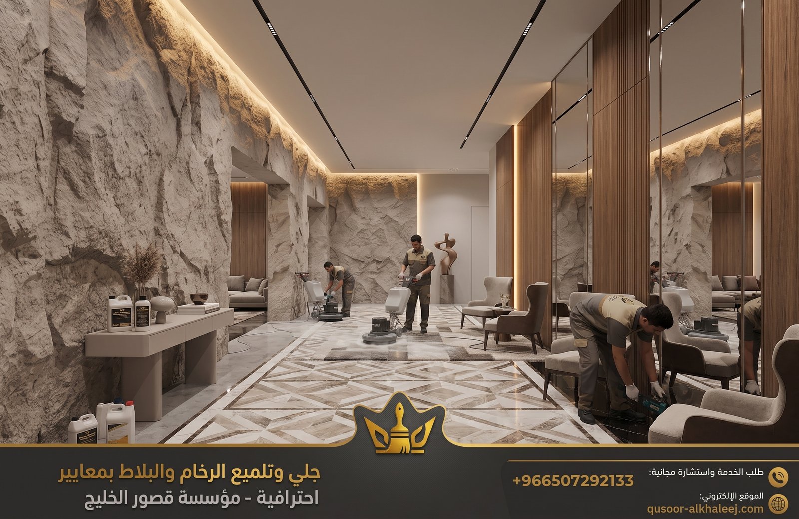 أعمال جلي وتلميع الرخام والبلاط