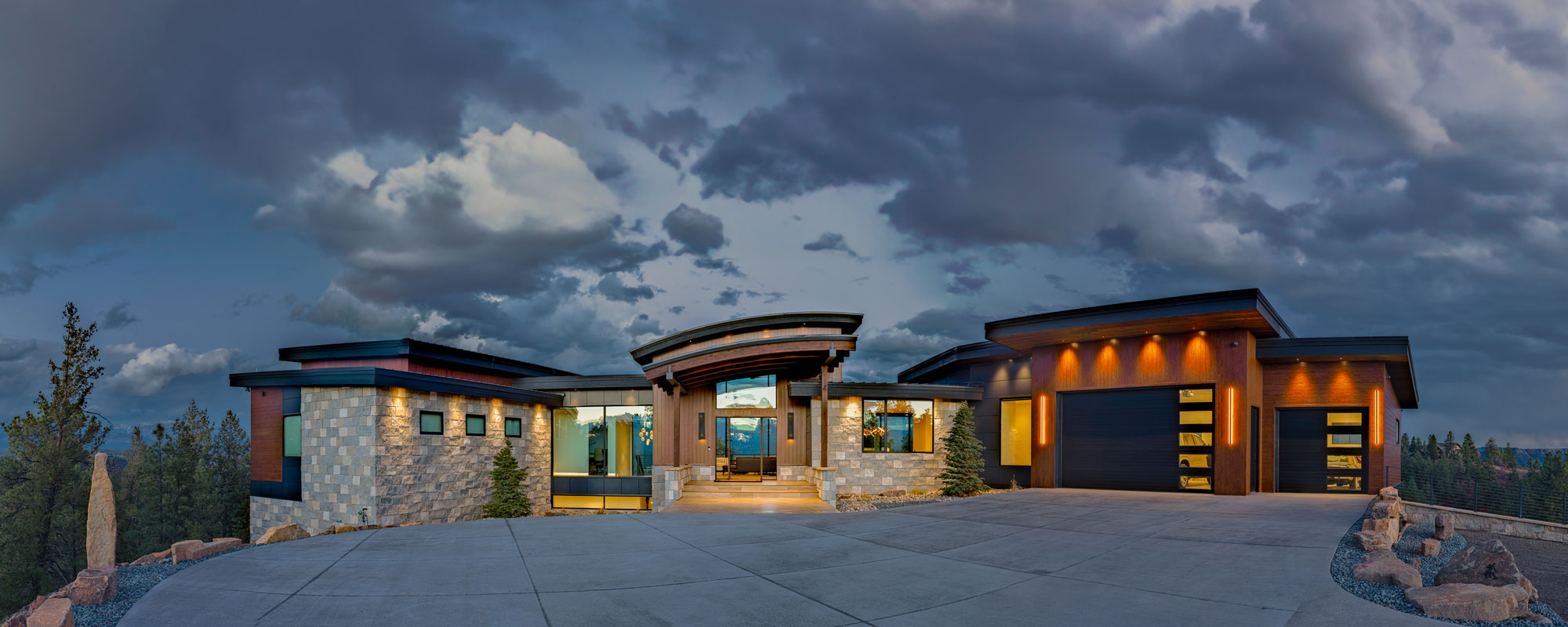 Reynolds Ash + Associates Architecture & Engineering building exterior at dusk.