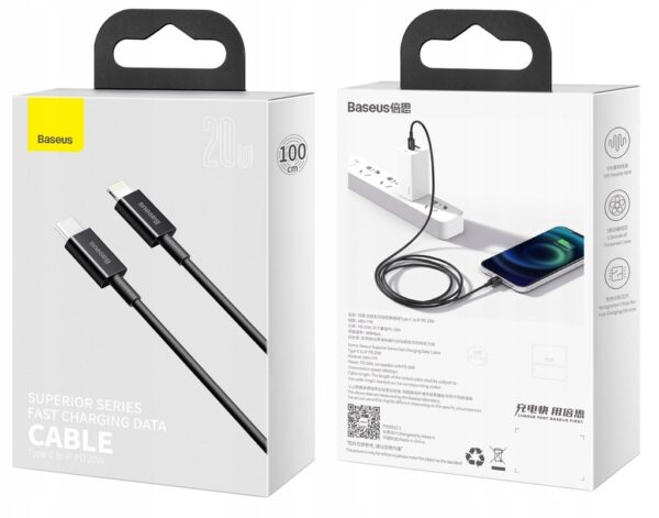 BASEUS KABEL USB-C SZYBKIE ŁADOWANIE PRZEWÓD DO LIGHTNING IPHONE PD 20W 1M - obrazek 10