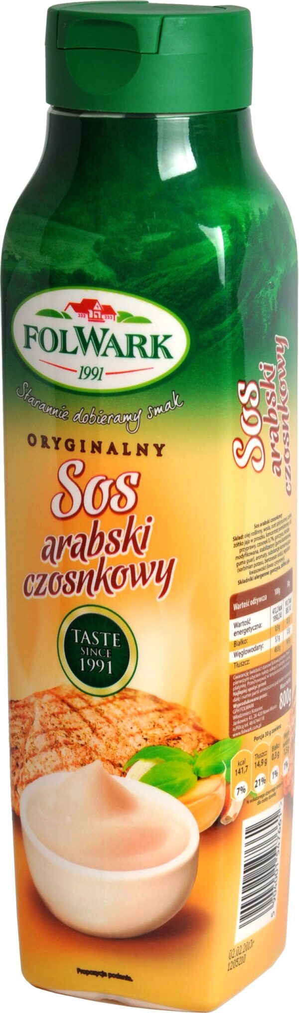 Sos arabski łagodny czosnkowy FOLWARK 800g