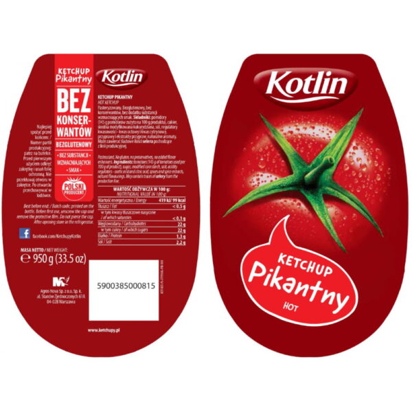 KOTLIN Ketchup Pikantny duża butelka 950 g