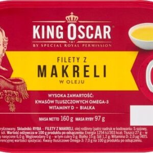 16x KING OSCAR FILETY Z MAKRELI W OLEJU 160g PUSZKA DUŻY ZESTAW