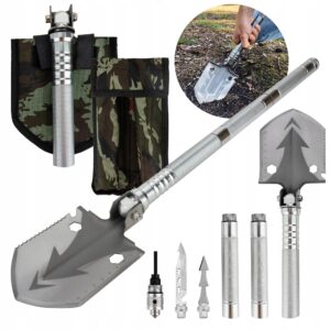 Składana saperka SURVIVAL multitool Łopata Nóż Motyka Krzesiwo Piła 18w1